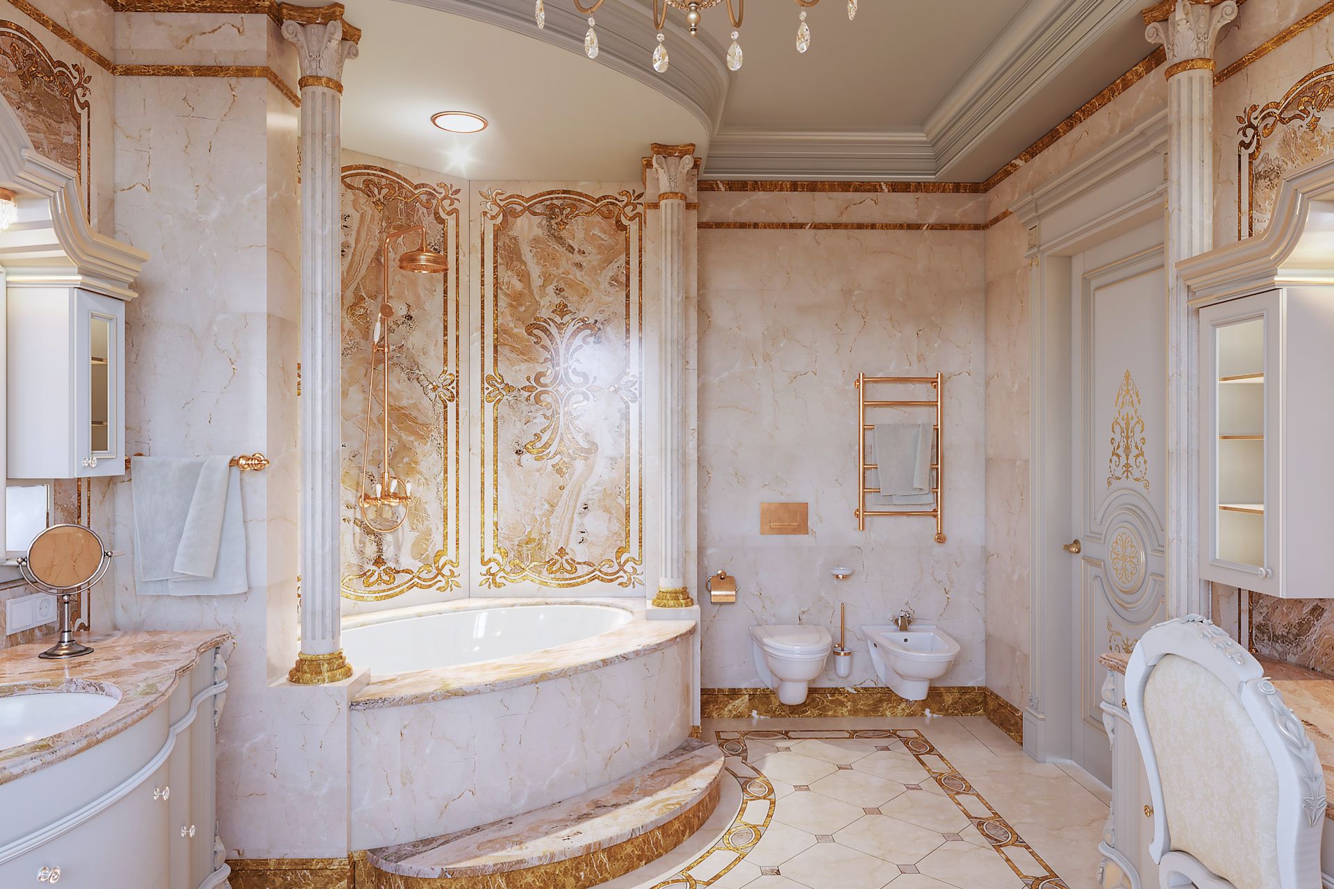 Design project of a luxury bathroom