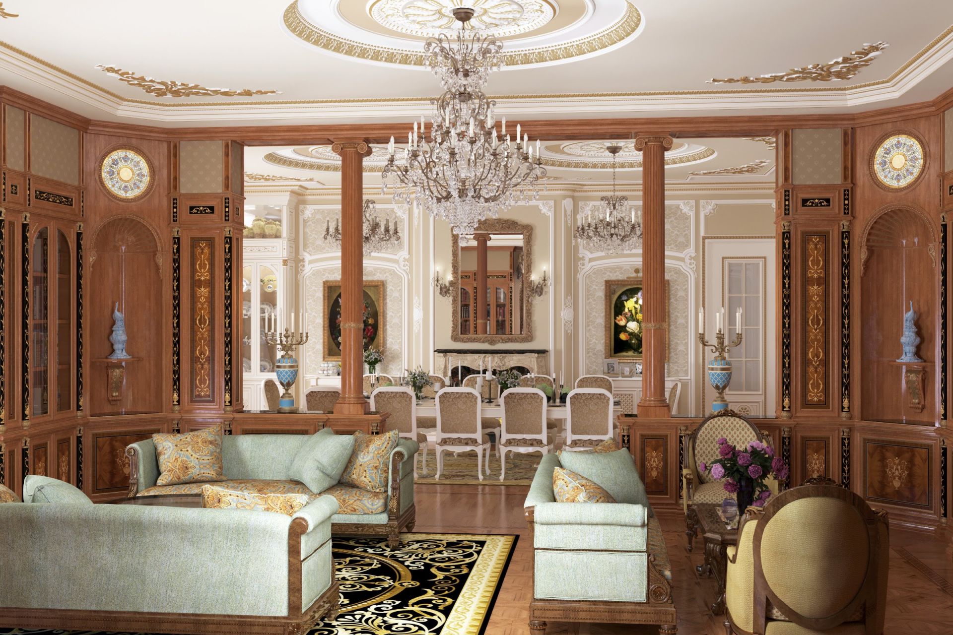 Beautiful living room in palace style