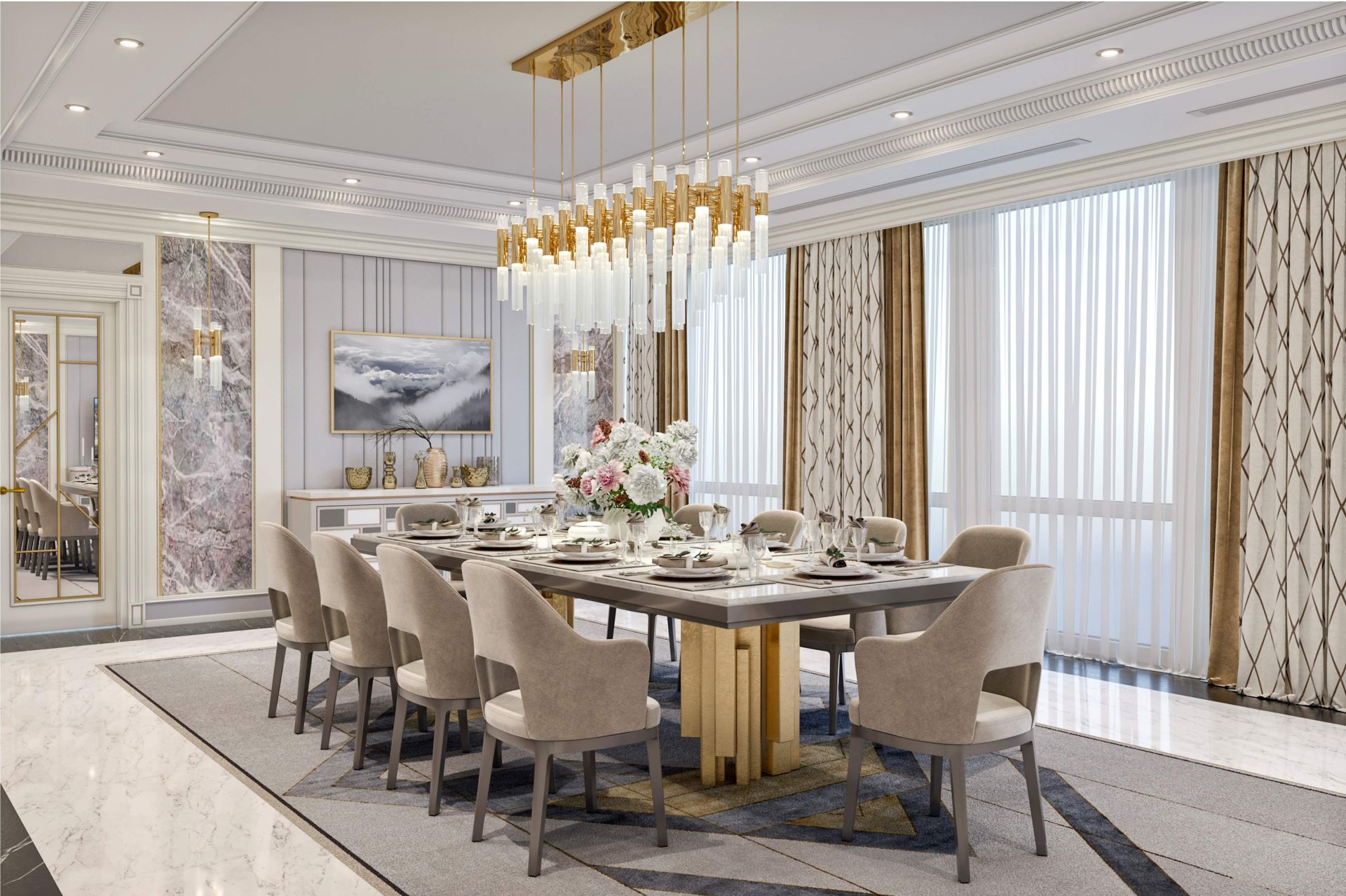 Design project of the living-dining room in the Hilton Hotel