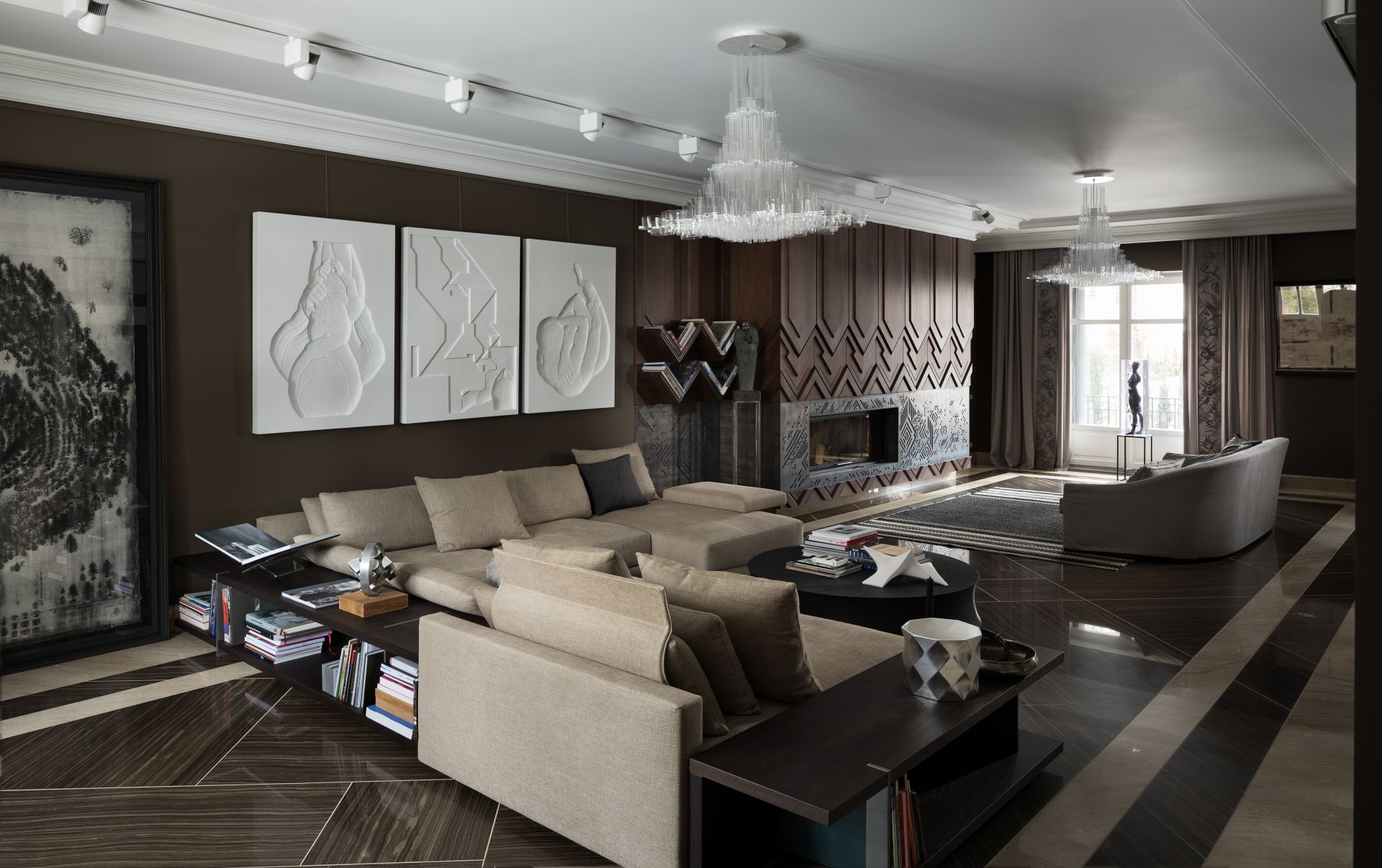 Wooden panels in a living room