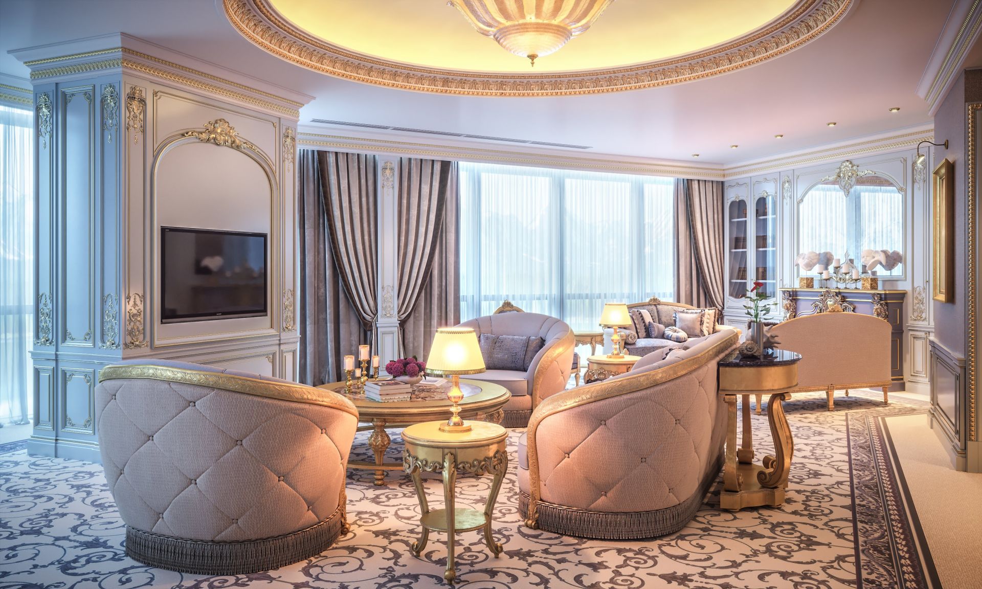 Гостиная в классическом стиле, отель Hilton